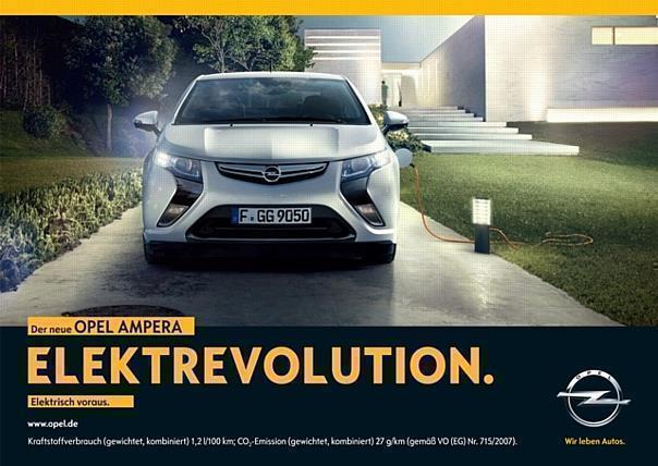 Opel Ampera: Mit einer medienübergreifenden Werbekampagne bringt Opel die Pionierrolle des ersten voll alltagstauglichen Elektroautos eines deutschen Herstellers nun auch der breiten Öffentlichkeit nahe.